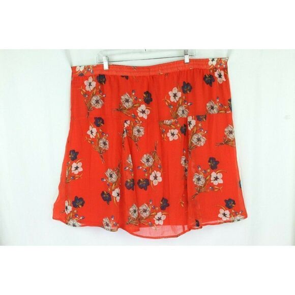 Old Navy Skirt Plus Size 3X Red Floral Lined Summer Flirty Elastic Waist - Picture 1 of 4